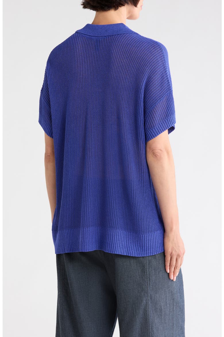 Classic Collar Organic Cotton & Silk Polo Sweater, Alternate, color, ROYAL