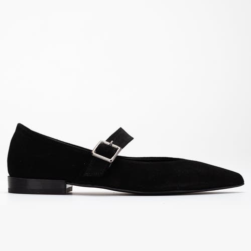 Forever & Always Shoes Willow Leather Mary Jane Flats In Black Suede Leather