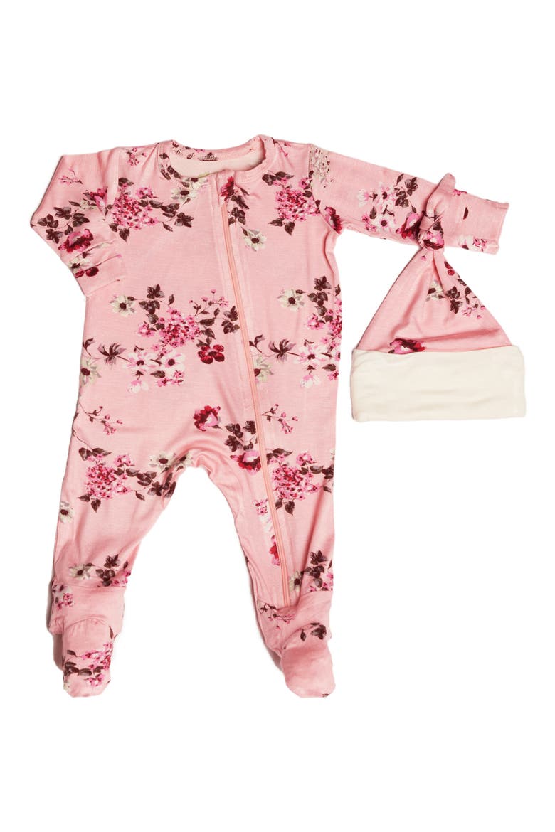 Jersey Footie & Hat Set, Main, color, BLOSSOM