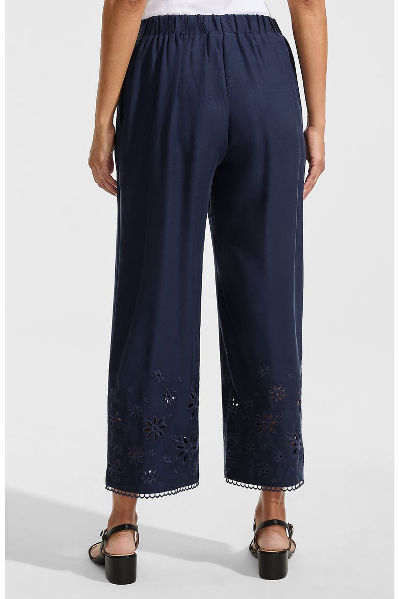 Linen Embroidered Pants, Alternate, color, Navy