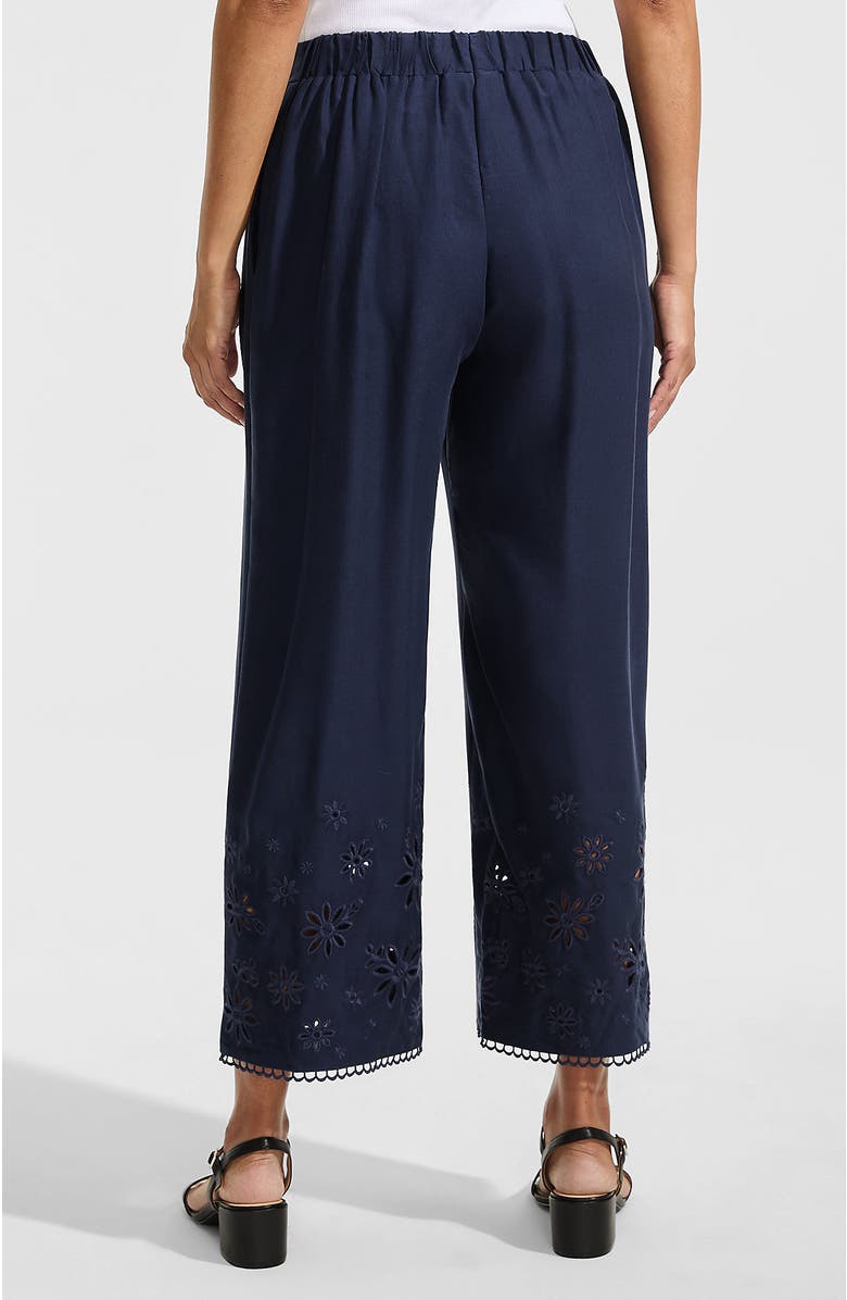 Lands' End Linen Embroidered Pants, Alternate, color, Navy
