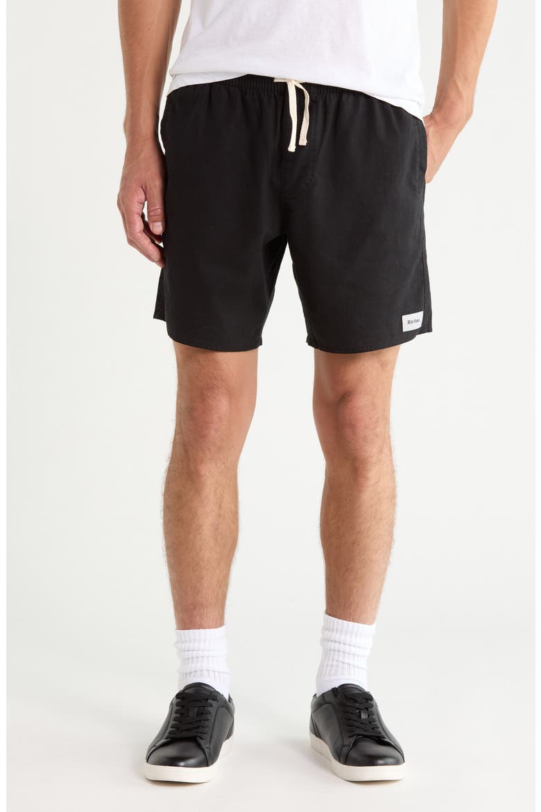 Classic Linen & Cotton Jam Drawstring Shorts, Main, color, VINTAGE BLACK