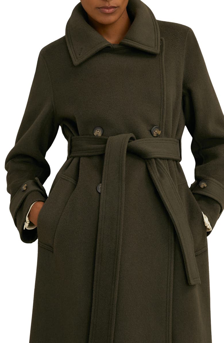 Reiss Atelier Scarlett Wool & Cashmere Wrap Coat, Alternate, color, Khaki