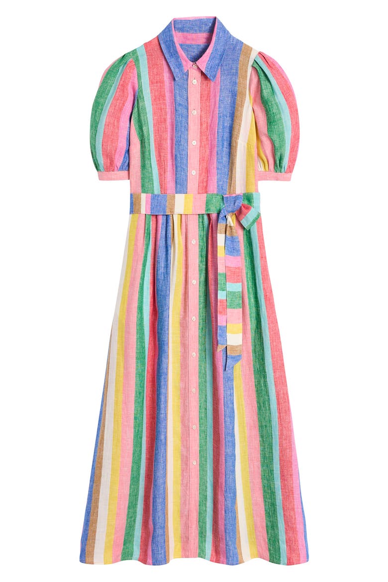 Alexa Stripe Linen Shirtdress, Alternate, color, PINK MULTI