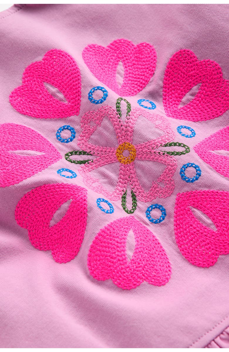 Mini Boden Kids' Embroidered Ruffle Tank, Alternate, color, Pink Punch Embroidery