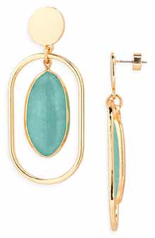 Nordstrom Framed Semiprecious Stone Oval Drop Earrings