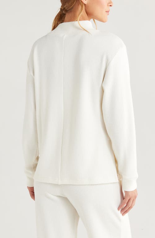 Shop Zella Cozy Waffle Knit Tunic In Ivory Egret