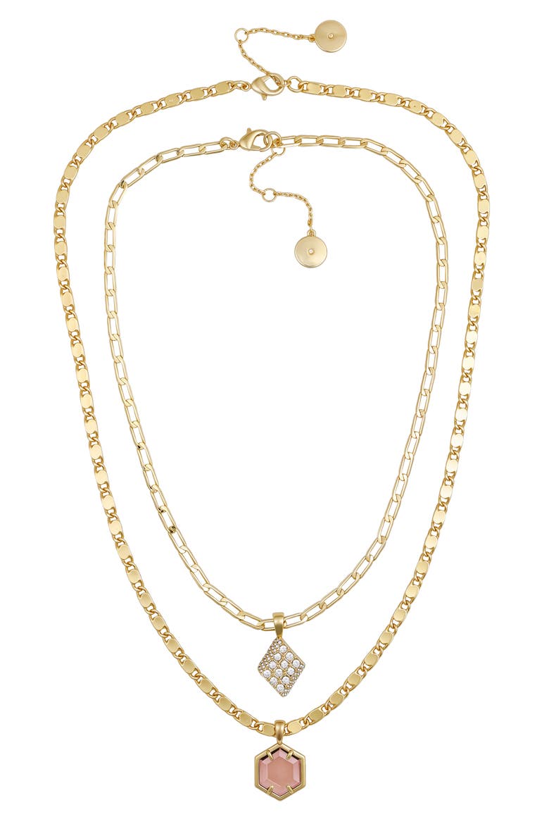 Crystal Burst Layered Gold- Necklace, Main, color, 14K Gold Plated