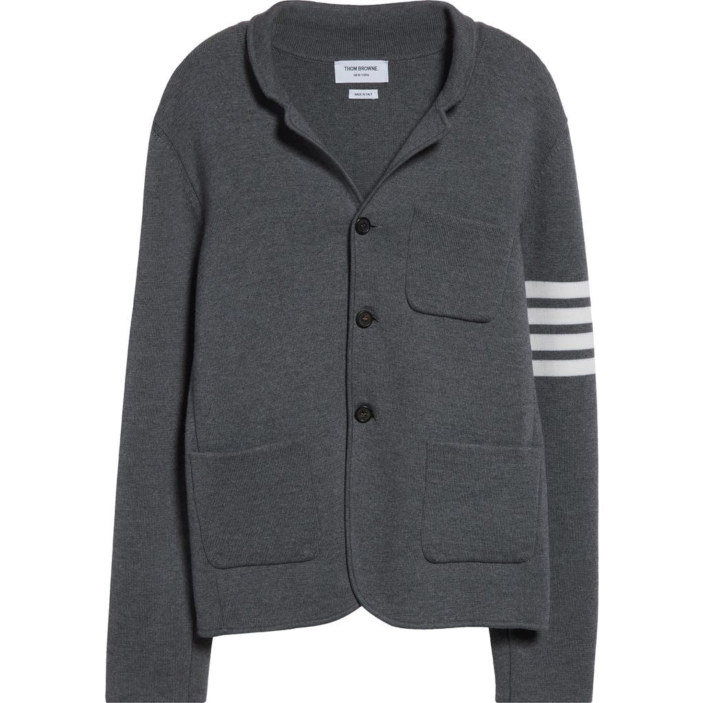 Thom Browne 4-bar Merino Wool Blend Knit Sport Coat In Medium Grey