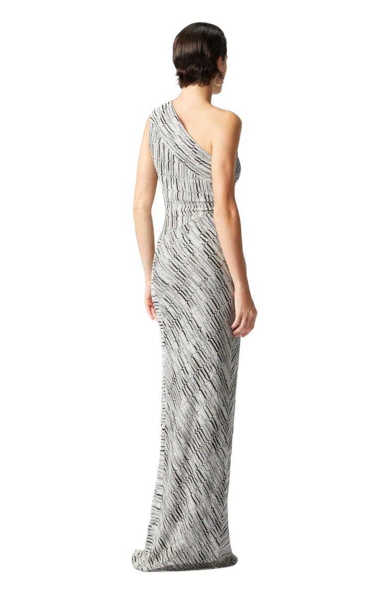 Missoni Long One-shoulder Dress With Greek Lamé Motif And Slit, Alternate, color, Multicoloured