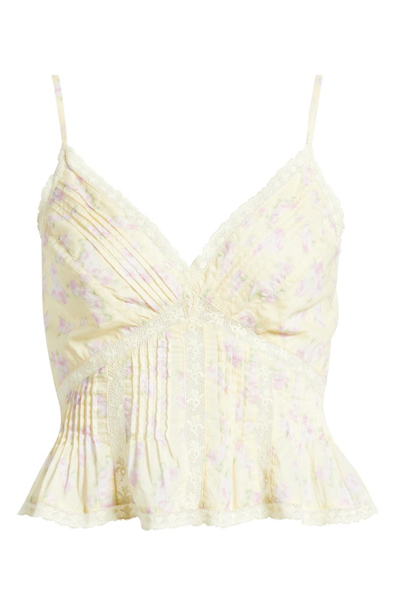 LoveShackFancy Elsette Lace & Ruffle Camisole, Alternate, color, Lemon Spritz