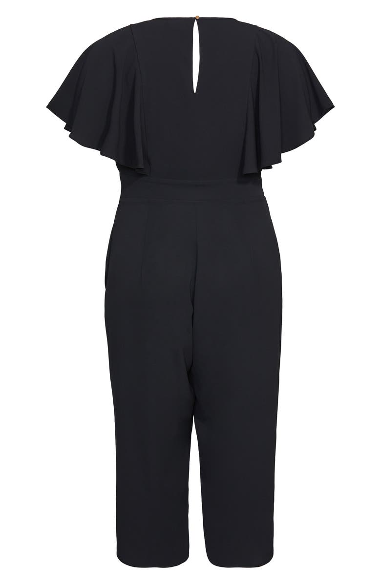 City Chic Romantic Flutter Sleeve Wide Leg Jumpsuit, Alternate, color, 