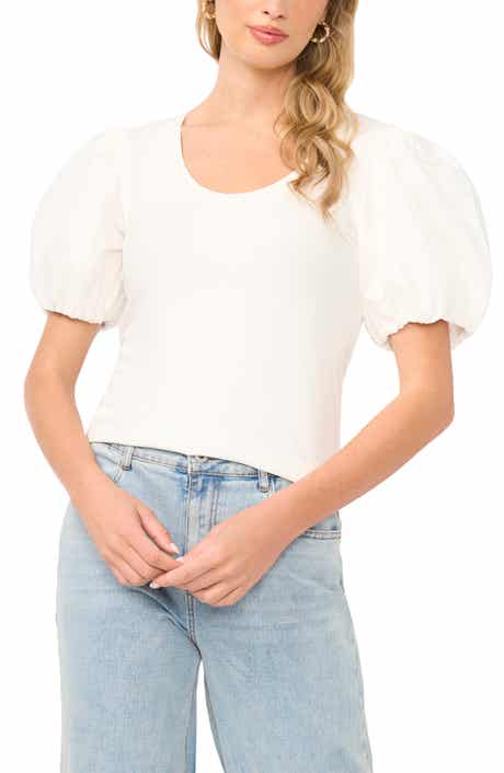 Mixed Media Puff Sleeve Top