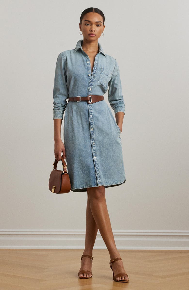 Lauren Ralph Lauren Long Sleeve Belted Denim Shirtdress, Alternate, color, 