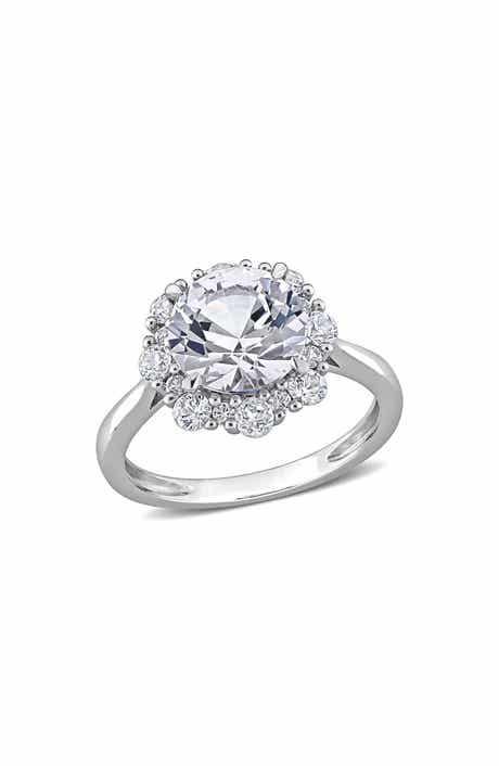 DELMAR Lab Grown White Sapphire Halo Ring