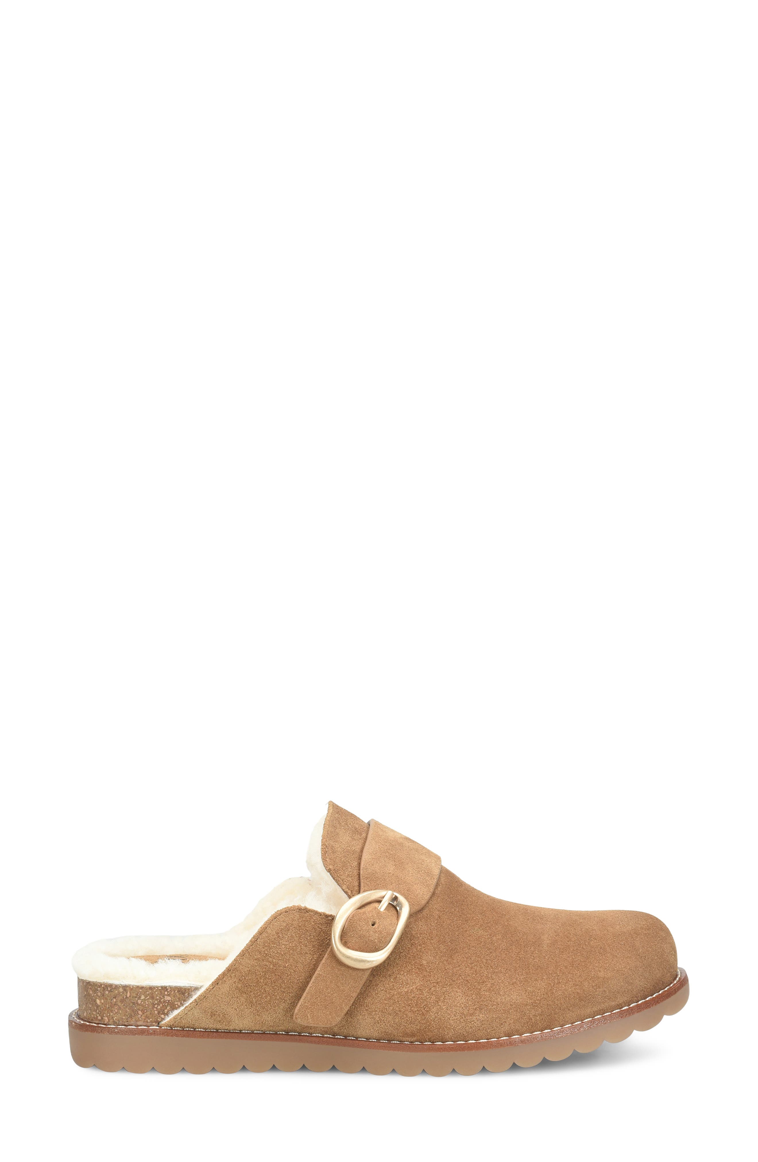Angela Leather Clog with Genuine Shearling Trim, Alternate, color, BRANDY
