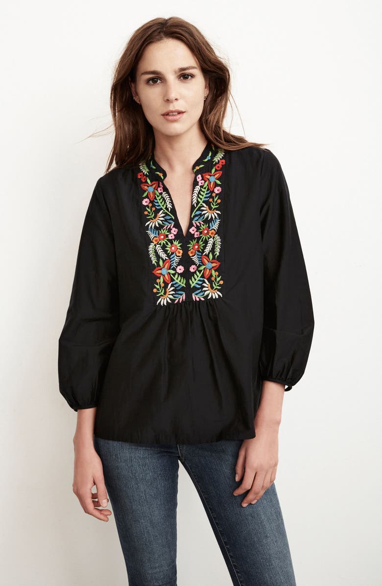 VELVET by Graham & Spencer Embroidered Blouse, Alternate, color, 