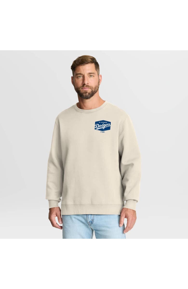 FANATICS Men's Fanatics  Tan Los Angeles Dodgers 9x Champs Crewneck Sweatshirt, Main, color, Tan