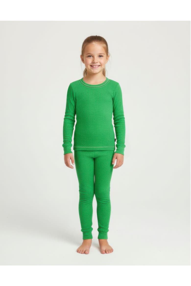 Girls Soft & Cozy Thermal Long Johns 2-Piece Set, Main, color, Elf Green