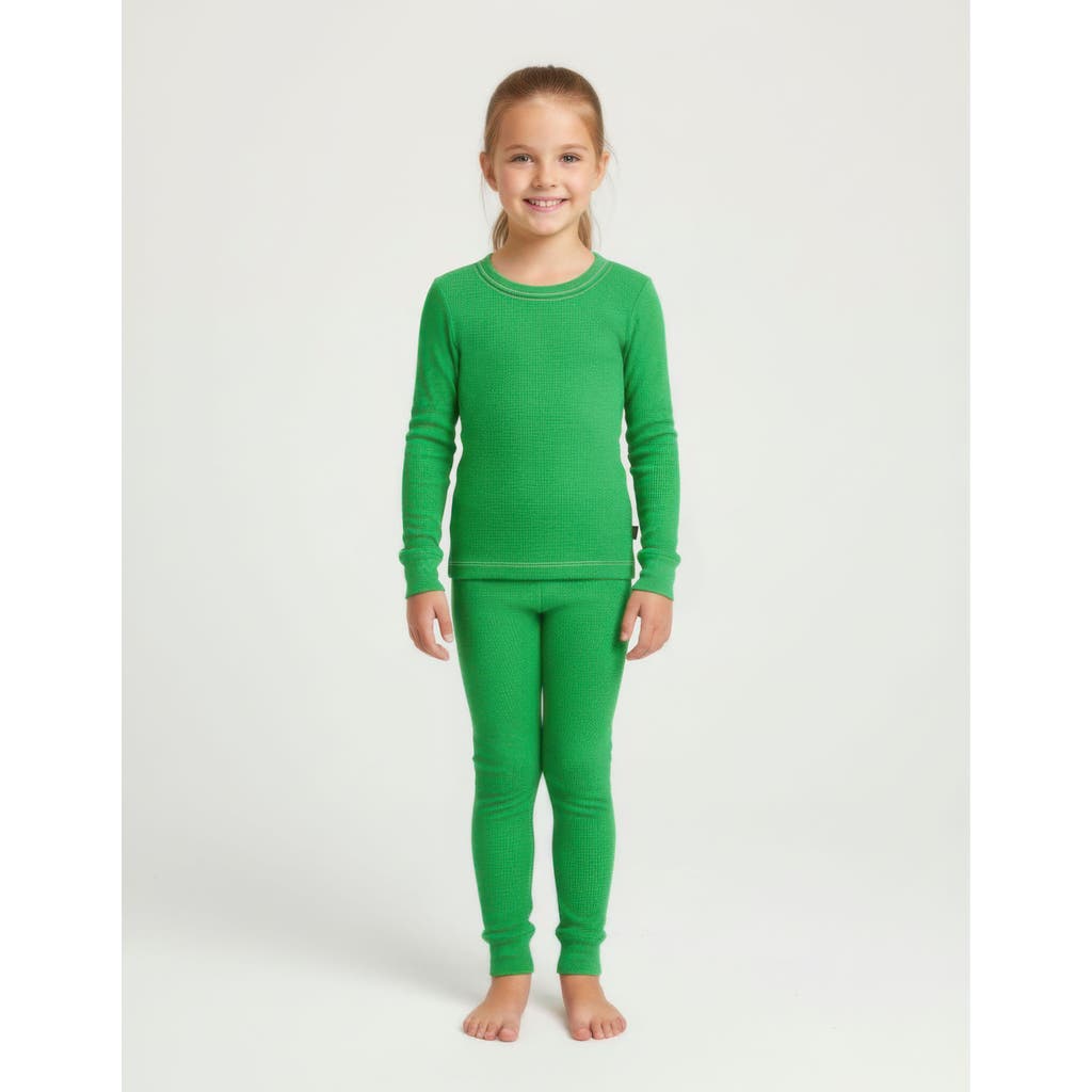 City Threads Kids' Girls Soft & Cozy Thermal Long Johns 2-piece Set In Green