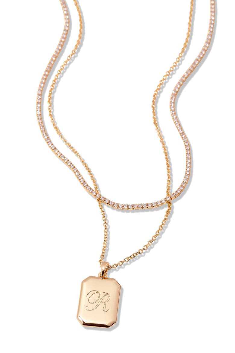 Willow Tennis Layering Set of 2 Engravable Necklaces, Alternate, color, GOLD
