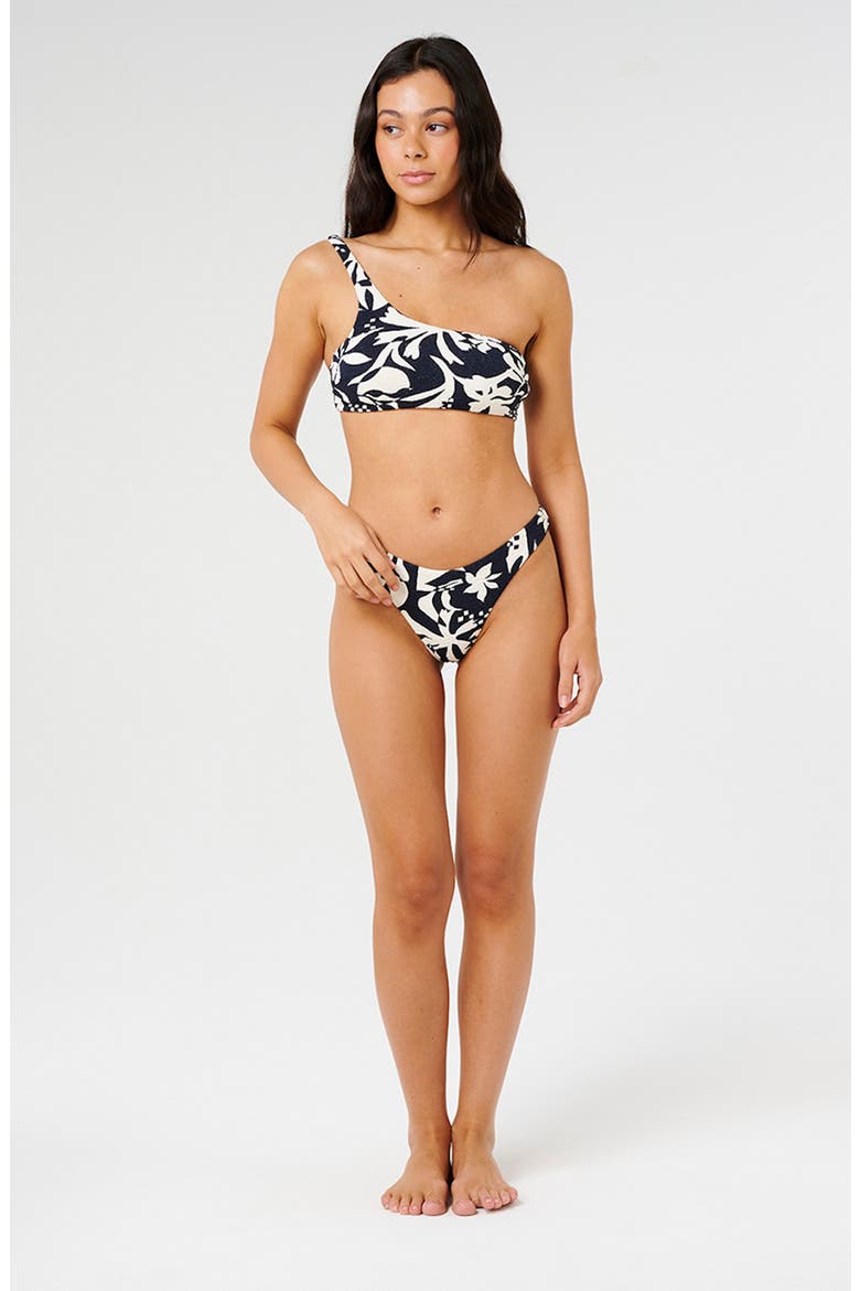 Topanga Geo Crop One-Shoulder Bikini Top, Alternate, color, BLACK