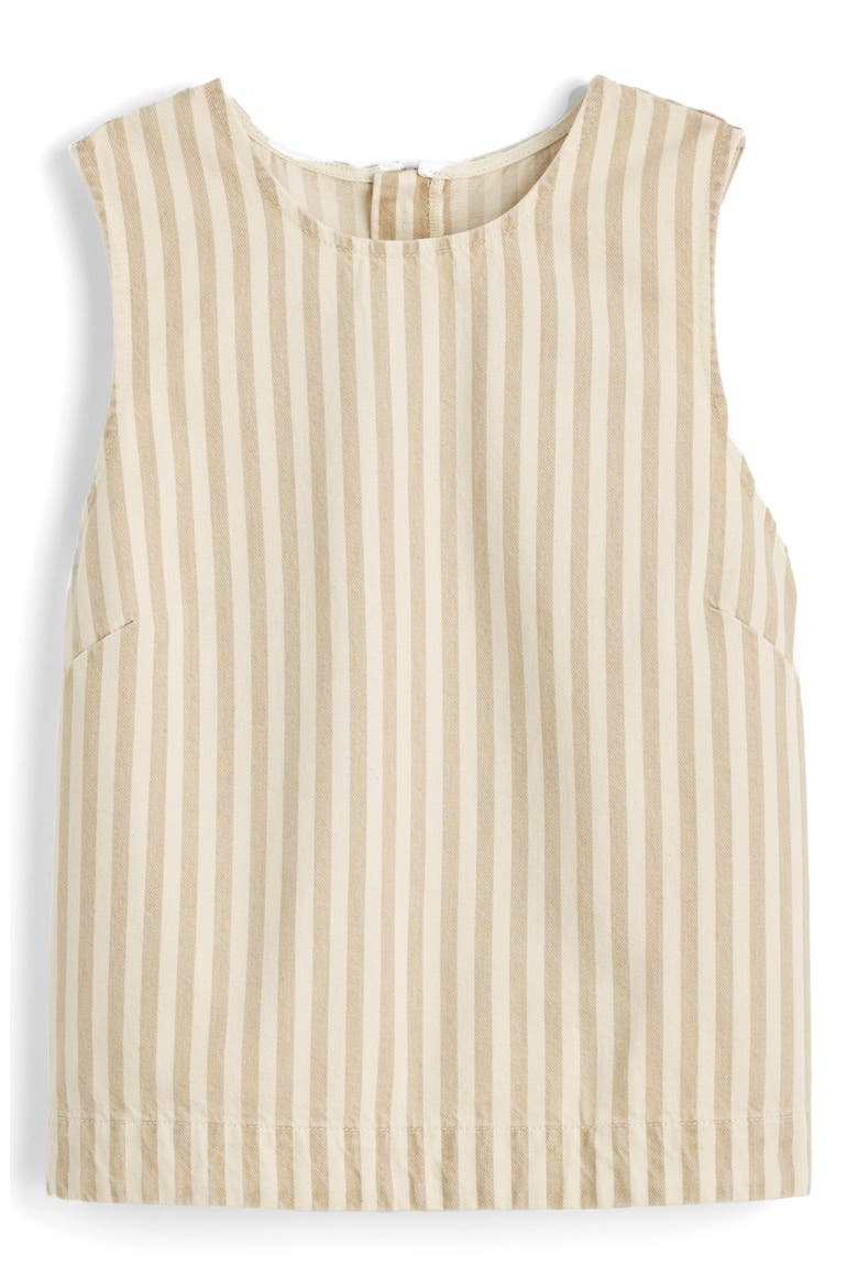 Stripe Denim Boxy Shell Top, Main, color, KHAKI SAND STRIPE