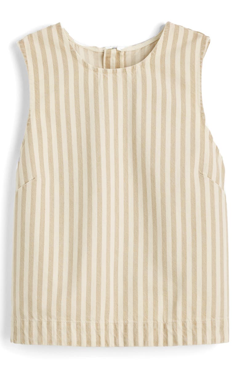 Madewell Stripe Denim Boxy Shell Top, Main, color, Khaki Sand Stripe