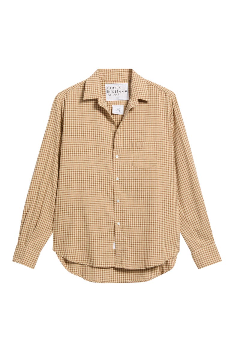 Eileen Relaxed Plaid Cotton Flannel Shirt, Alternate, color, SAND BROWN CREAM SMALL PLAID