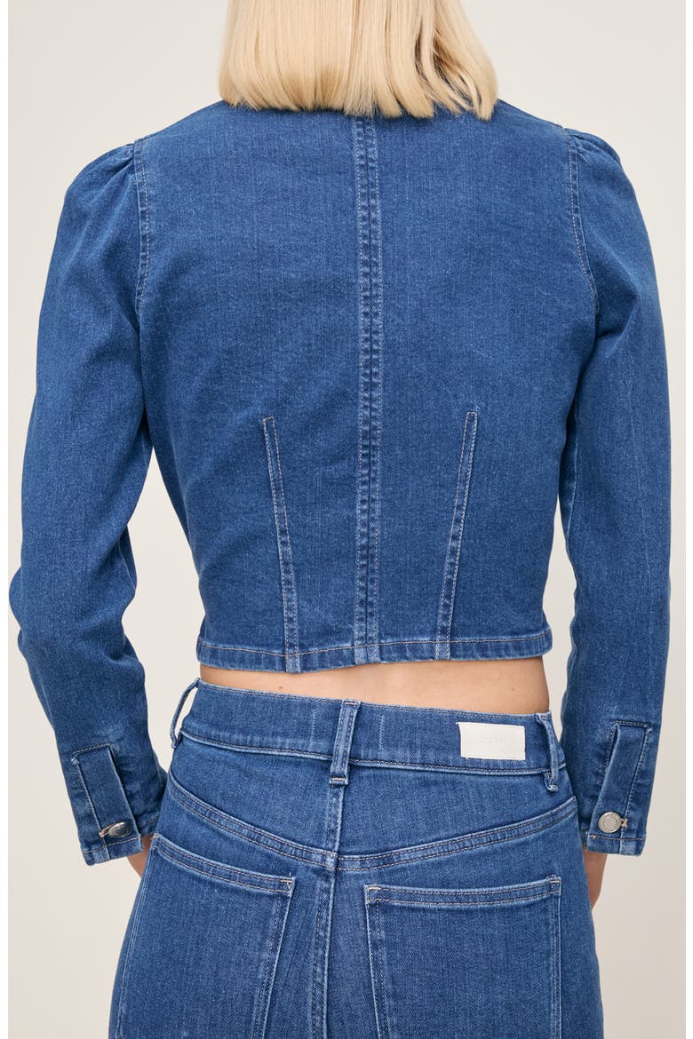 Sculpted Denim Top, Alternate, color, BLUE WATER