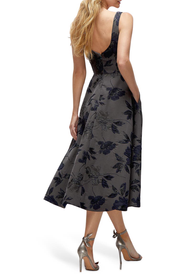 Metallic Fit & Flare Midi Dress, Alternate, color, NOIR MIDNIGHT NAVY