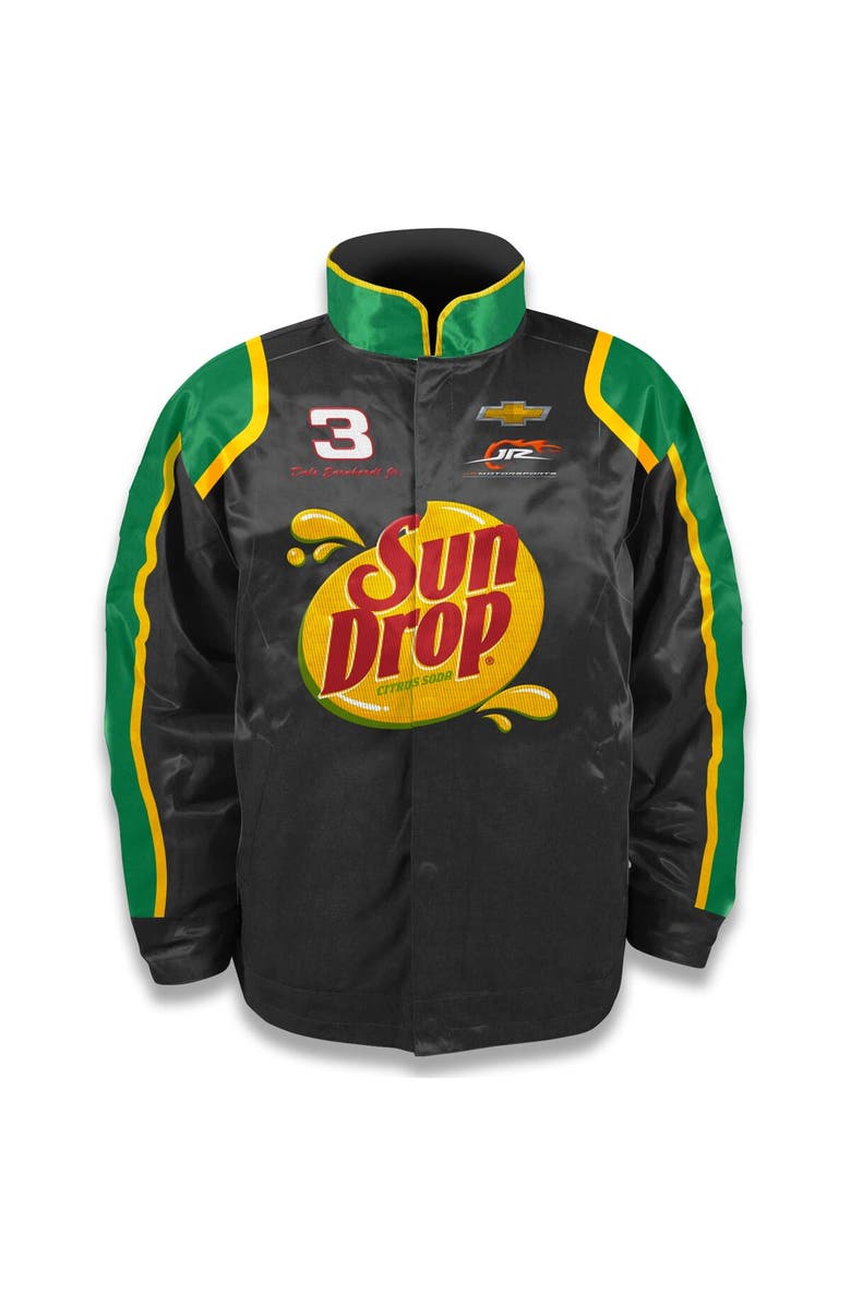 JR MOTORSPORTS OFFICIAL TEAM APPAREL Men's JR Motorsports Official Team Apparel  Black Dale Earnhardt Jr. Sun Drop Nylon Uniform Full-Snap Jacket, Alternate, color, 