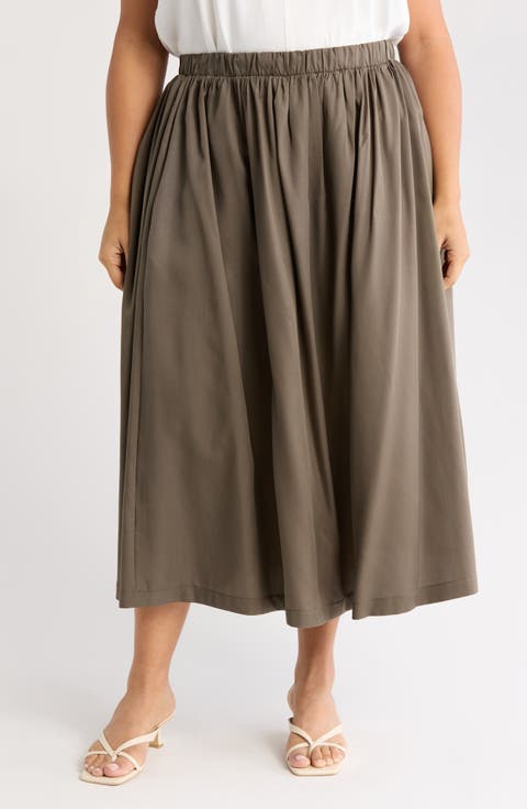 Flared Midi Skirt (Plus)