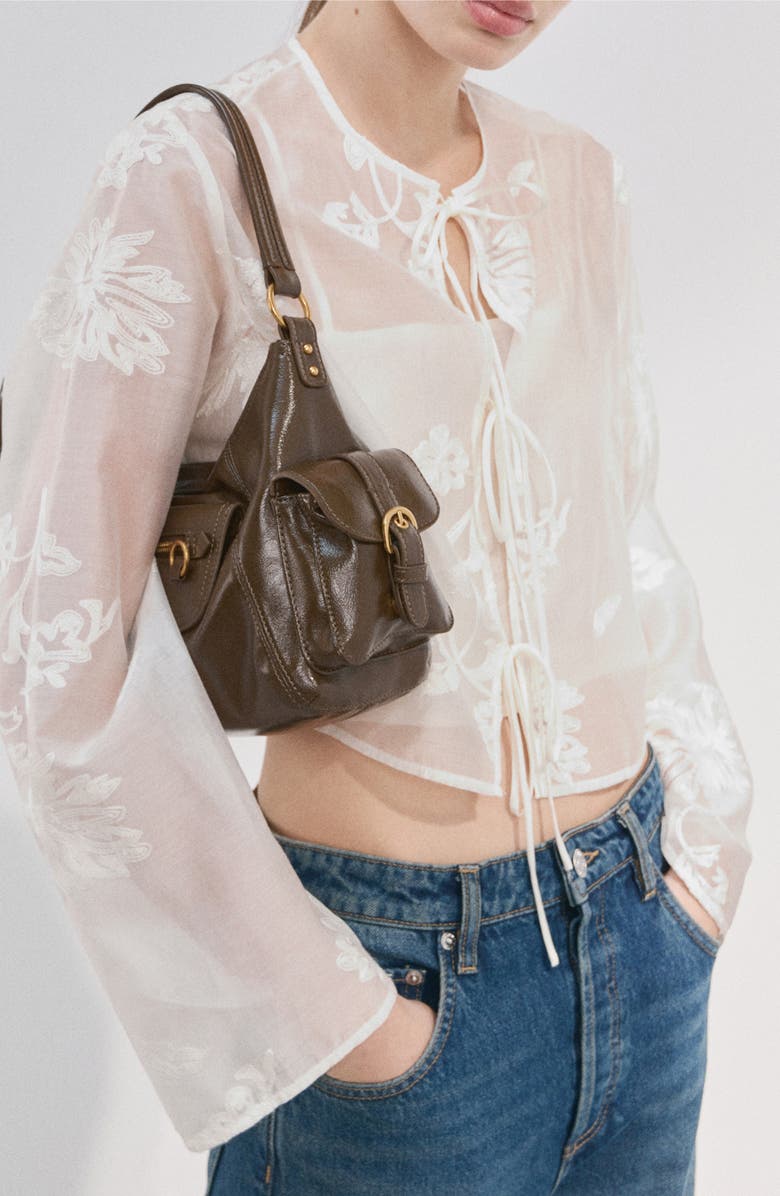 MANGO Lyocell Floral Embroidery Top, Main, color, Off White