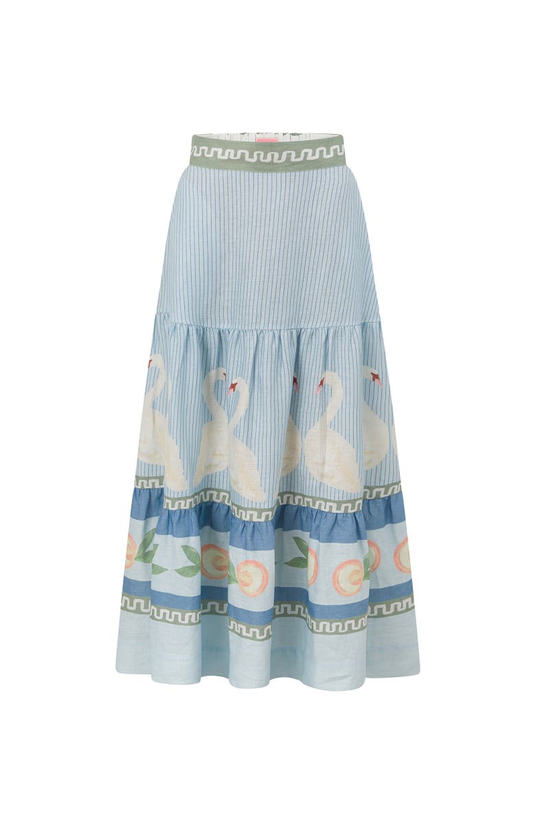 SMWR. By The Somewhere Co Swan Lake Tiered Maxi Skirt, Main, color, Light Blue
