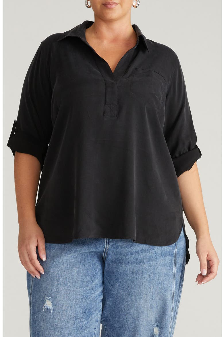 Button-Back Shirt, Main, color, BLACK