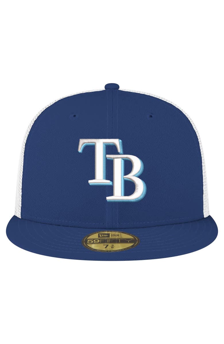 New Era Men's New Era Navy Tampa Bay Rays Team Color 59FIFTY Trucker Fitted Hat, Alternate, color, 