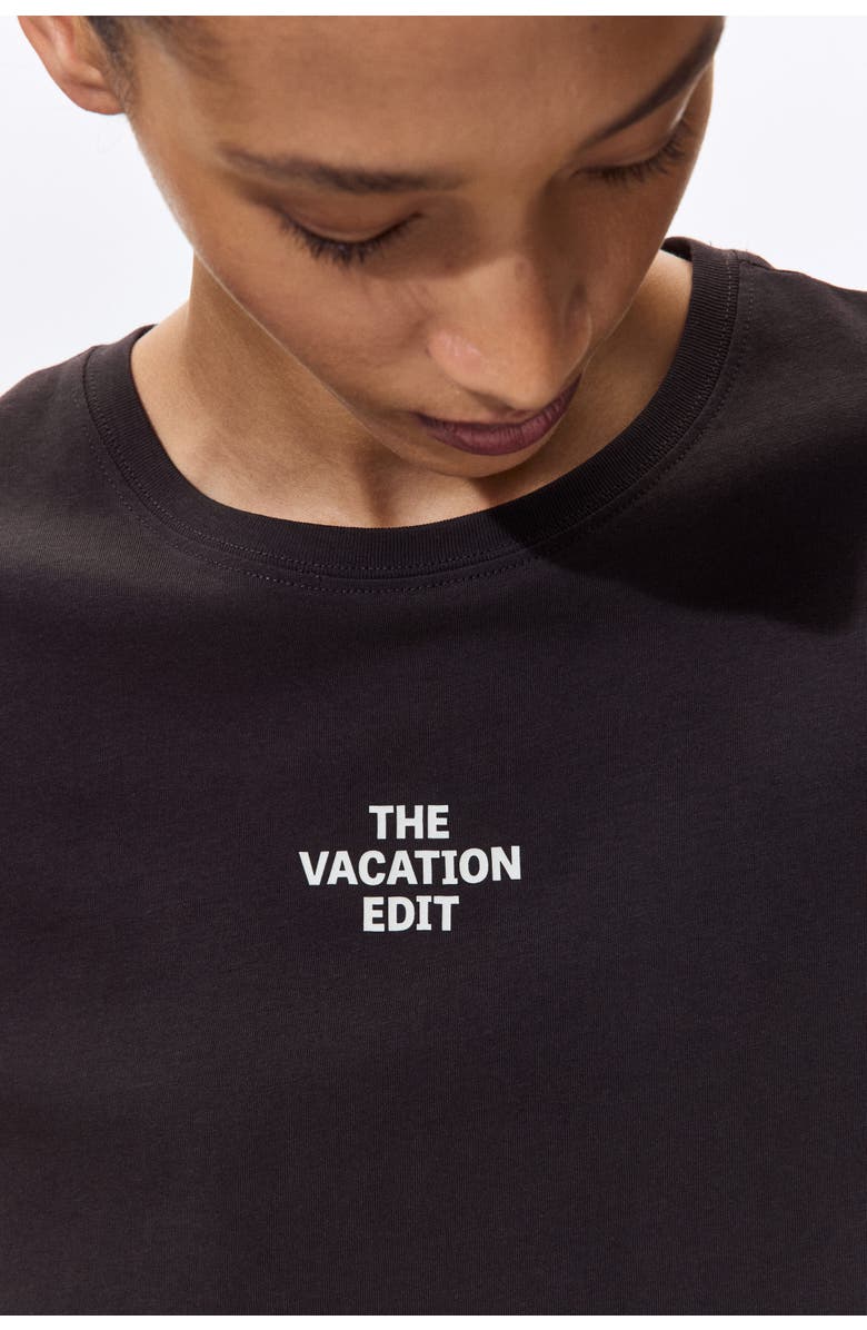 H&M Printed t-shirt, Alternate, color, Dark Brown/The Vacation Edit