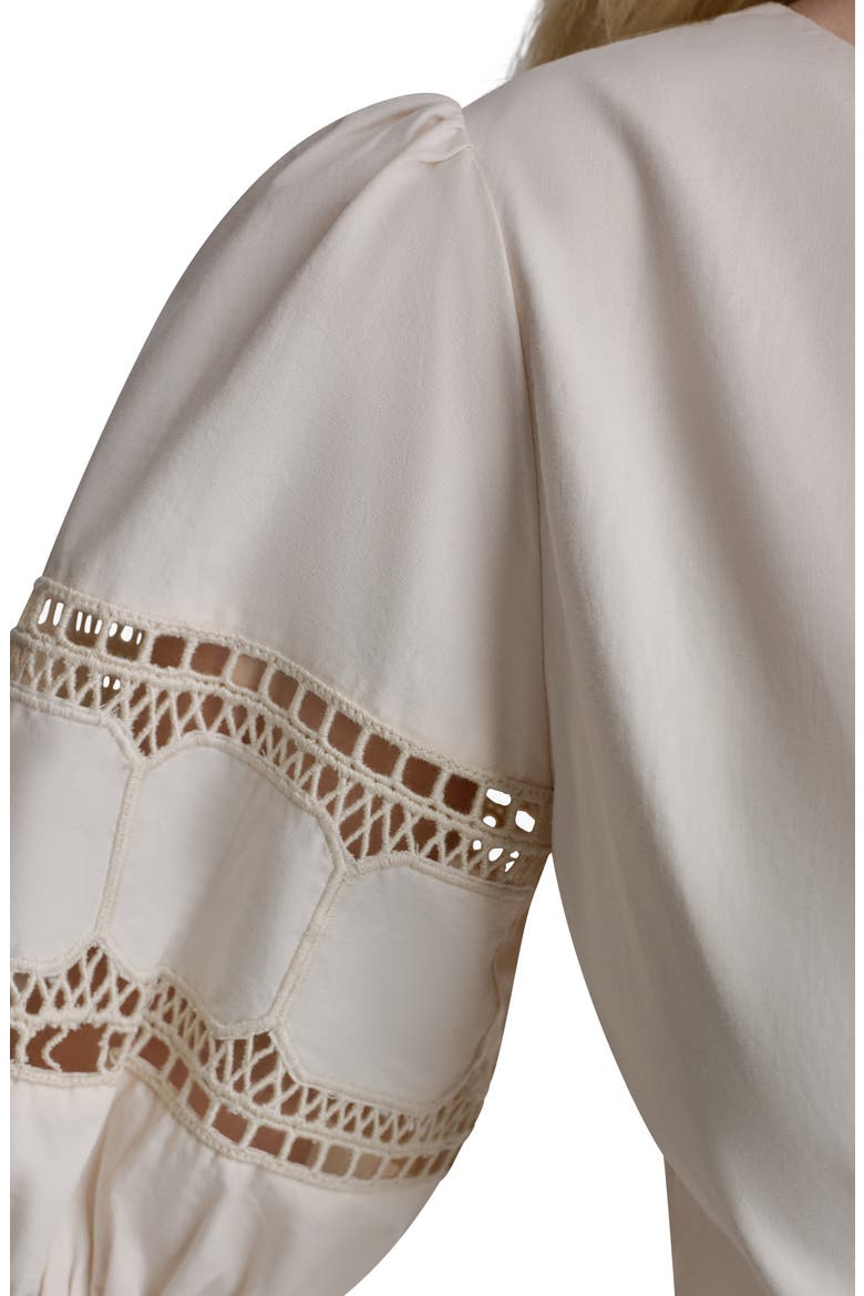 Lace Trim Faux Wrap Dress, Alternate, color, PALE KHAKI