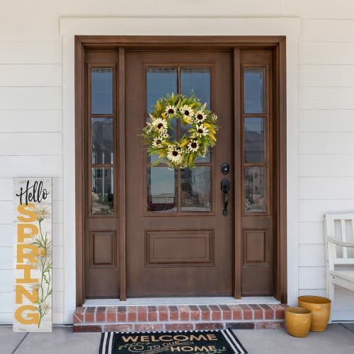 Northlight 24" Beige Sunflowers Artificial Fall Harvest Wreath In Multi