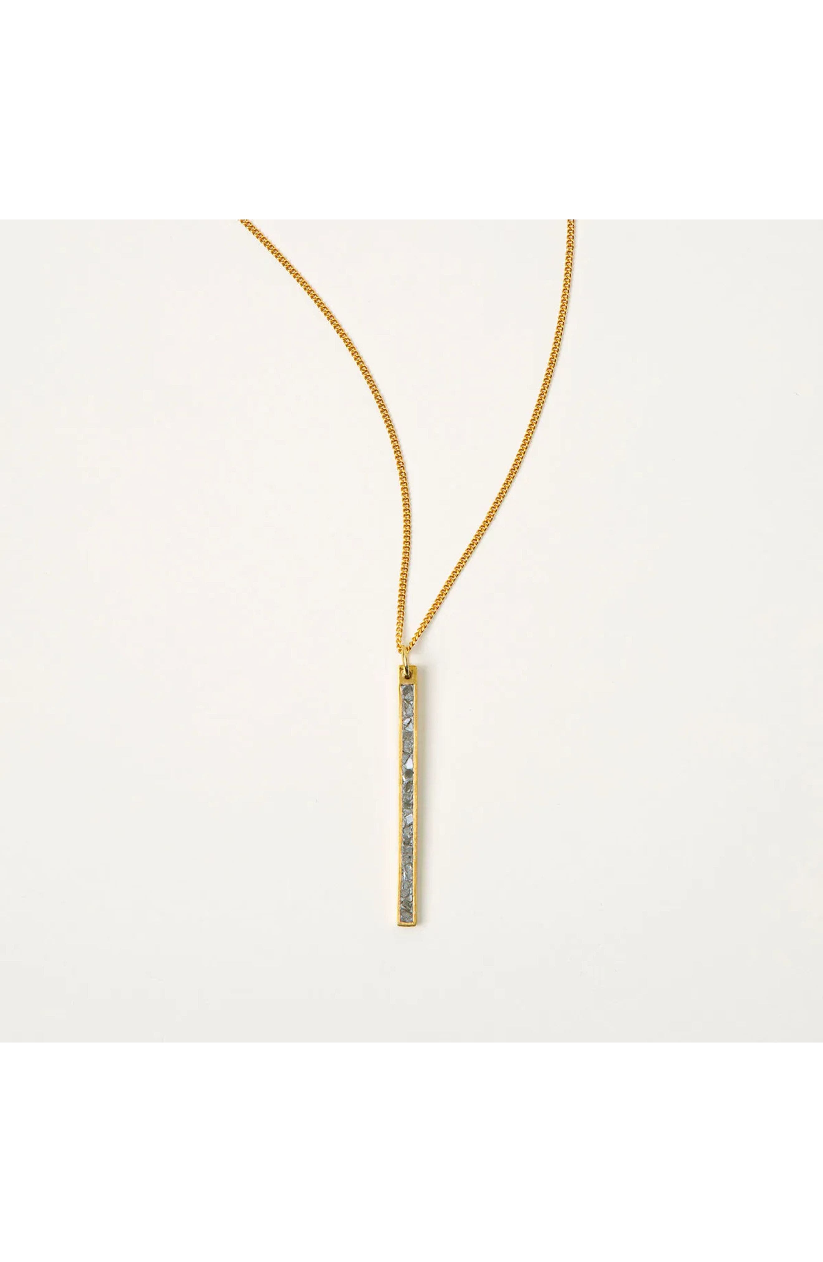 Sliced Raw Diamond Bar Necklace by Shana Gulati in Gold 