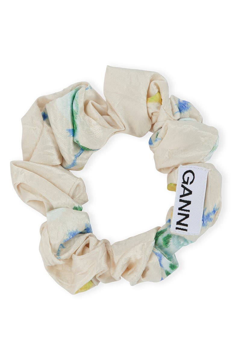 Ganni Crinkled Satin Scrunchie, Main, color, 