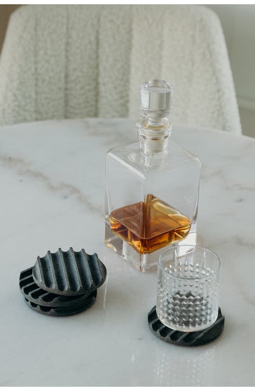 Pretti.cool Set Of 4 Ridged Concrete & Glass Coasters In Gray