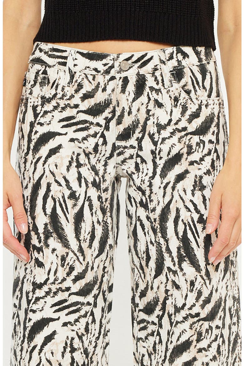 Alonso Mid Rise Printed Cropped Wide Leg Jeans, Alternate, color, Beige Wash