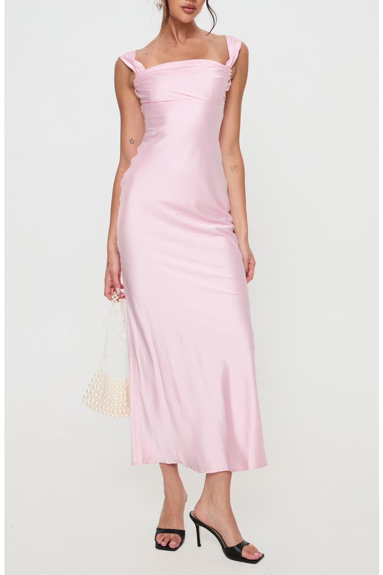 sleeveless satin maxi dress Women's Chocolate Satin Lace Detail Sleeveless Maxi Dress