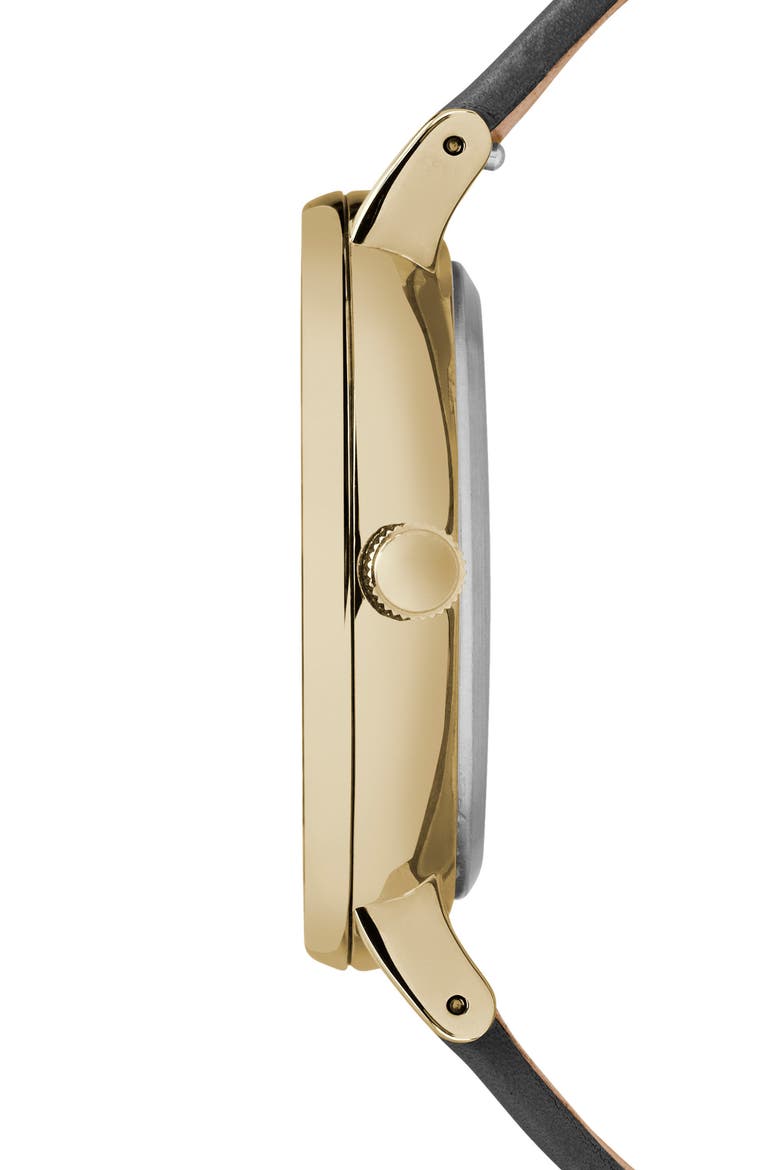 Fairfield Leather Strap Watch, 41mm, Alternate, color, BLACK/ GOLD