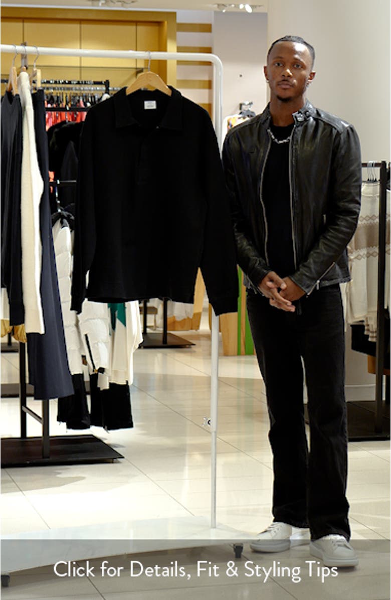 Relaxed Fit Long Sleeve Cotton Blend Polo Sweatshirt, sales video thumbnail