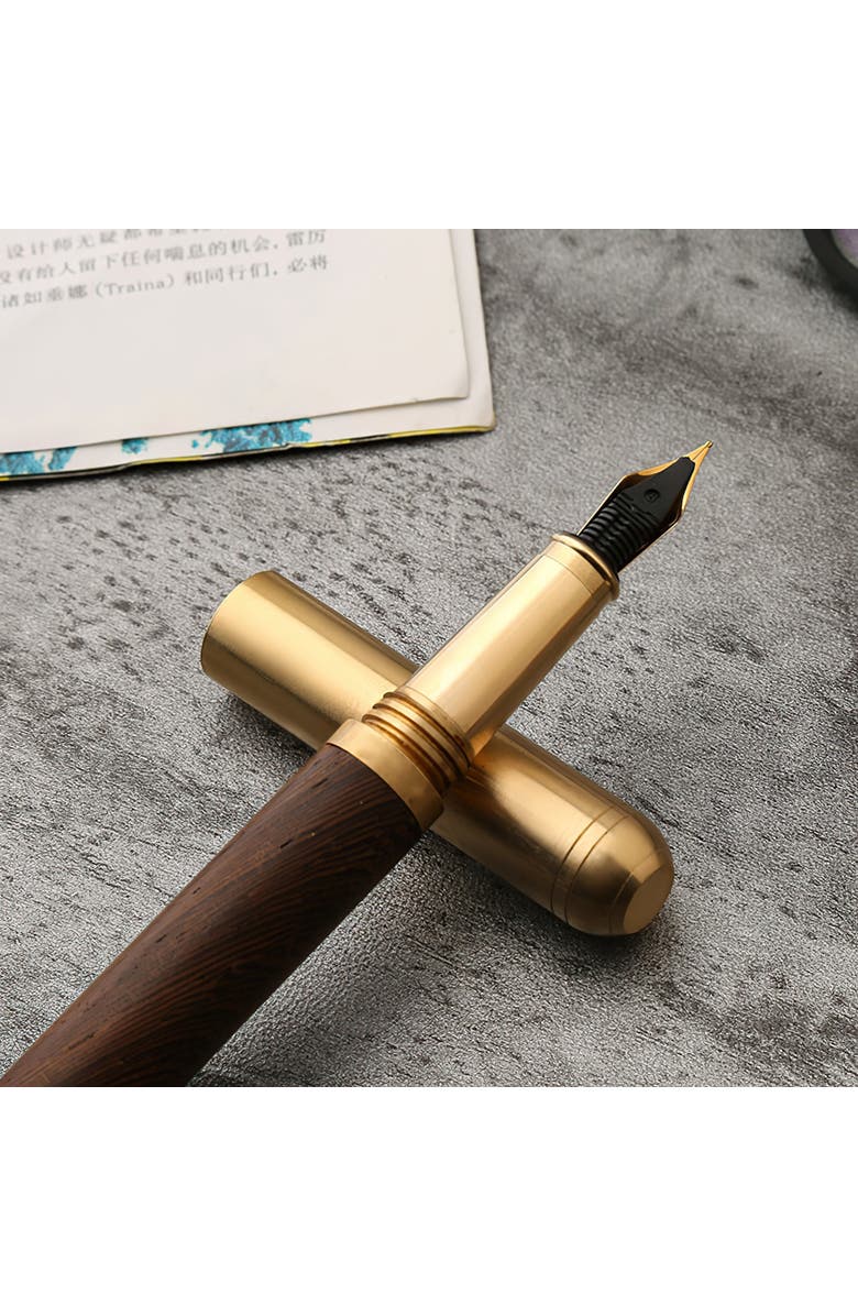 STEEL HORSE LEATHER The Hemmingway | Handmade Wood and Brass Fountain Pen, Alternate, color, Rose