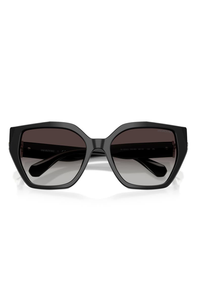 Swarovski 56mm Gradient Irregular Sunglasses, Alternate, color, Black / Gradient Grey