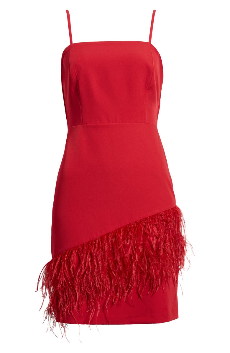 Sam Edelman Feather Hem Sheath Dress, Alternate, color, Wine